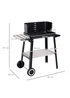 Outsunny Trolley Charcoal BBQ Barbecue Grill with Side Trays Storage Shelf and Wheels - No Size Image 3