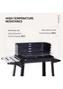 Outsunny Trolley Charcoal BBQ Barbecue Grill with Side Trays Storage Shelf and Wheels - No Size Image 5