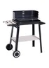 Outsunny Trolley Charcoal BBQ Barbecue Grill with Side Trays Storage Shelf and Wheels - No Size Image 2