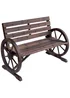Outsunny 2 Seater Garden Bench Outdoor Garden Armrest Chair with Wooden Cart Wagon Wheel - No Size Image 2