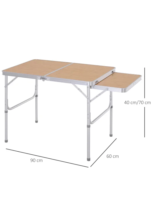 Outsunny Portable Aluminium Picnic Table with Side Desktop (90x70cm) - No Size Image 3