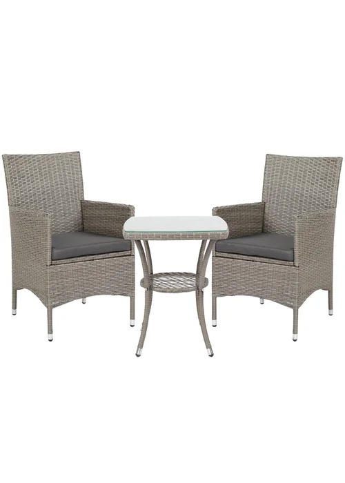 Outsunny Rattan Bistro Set Garden Chair Table Patio Outdoor Light Grey - One Size Image 2