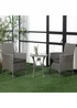 Outsunny Rattan Bistro Set Garden Chair Table Patio Outdoor Light Grey - One Size Image 1