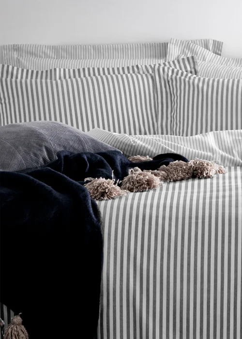 Yard Hebden Melange Grey Stripe Duvet Cover Set Grey - Single Image 3
