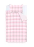 Bianca Fine Linens Check and Stripe Cotton Reversible Duvet Cover Set White Pink - Single Image 5