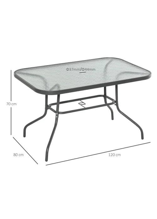 Outsunny Metal Garden Table with Umbrella Hole, 120L x 80Wcm - No Size Image 3