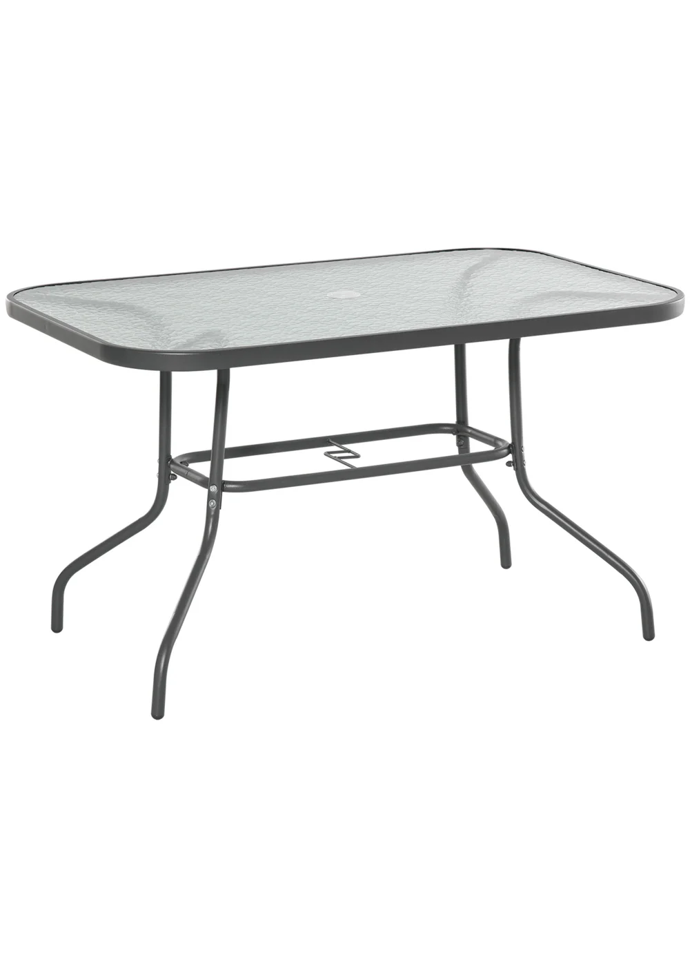 Outsunny Metal Garden Table with Umbrella Hole, 120L x 80Wcm - No Size Image 2