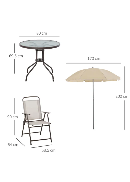 Outsunny 6 Piece Patio Dining Set with Umbrella with Folding Chairs - No Size Image 3