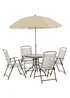 Outsunny 6 Piece Patio Dining Set with Umbrella with Folding Chairs - No Size Image 2