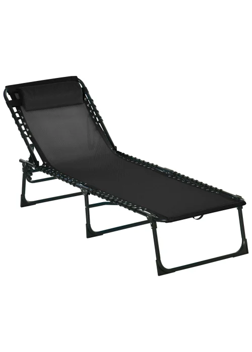Outsunny Foldable Sun Lounger, Outdoor 4 Level Adjustable Backrest Reclining Chaise Chair - No Size Image 1
