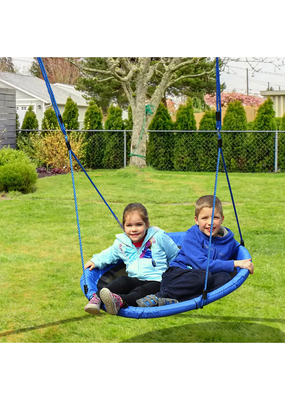 HOMCOM Round Tree Swing Seat with Hanging Kit (100cm x 180cm) - No Size Image 1
