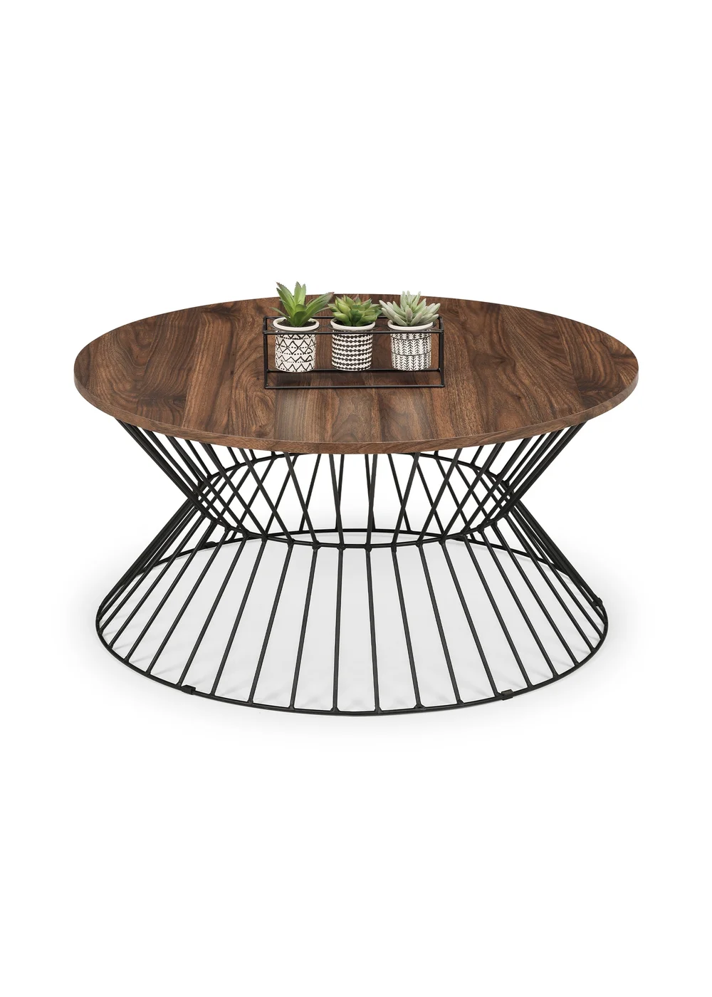 Julian Bowen Jersey Round Wire Coffee Table Walnut & Black (40 x 80 x 80 cm) - No Size Image 4