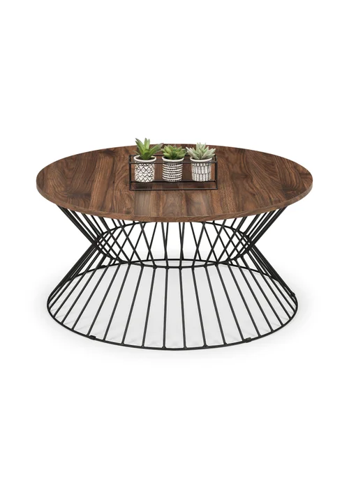 Julian Bowen Jersey Round Wire Coffee Table Walnut & Black (40 x 80 x 80 cm) - No Size Image 4
