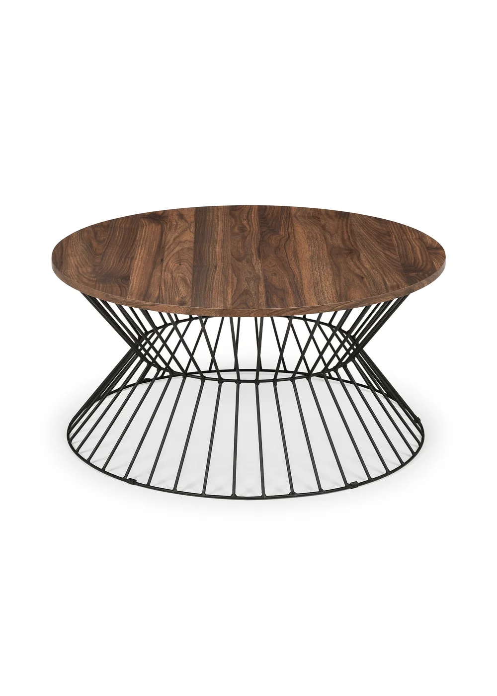 Julian Bowen Jersey Round Wire Coffee Table Walnut & Black (40 x 80 x 80 cm) - No Size Image 2