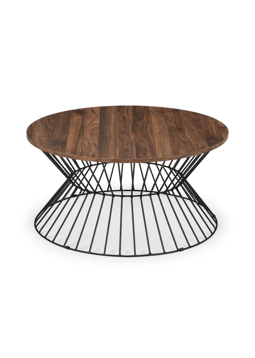 Julian Bowen Jersey Round Wire Coffee Table Walnut & Black (40 x 80 x 80 cm) - No Size Image 2