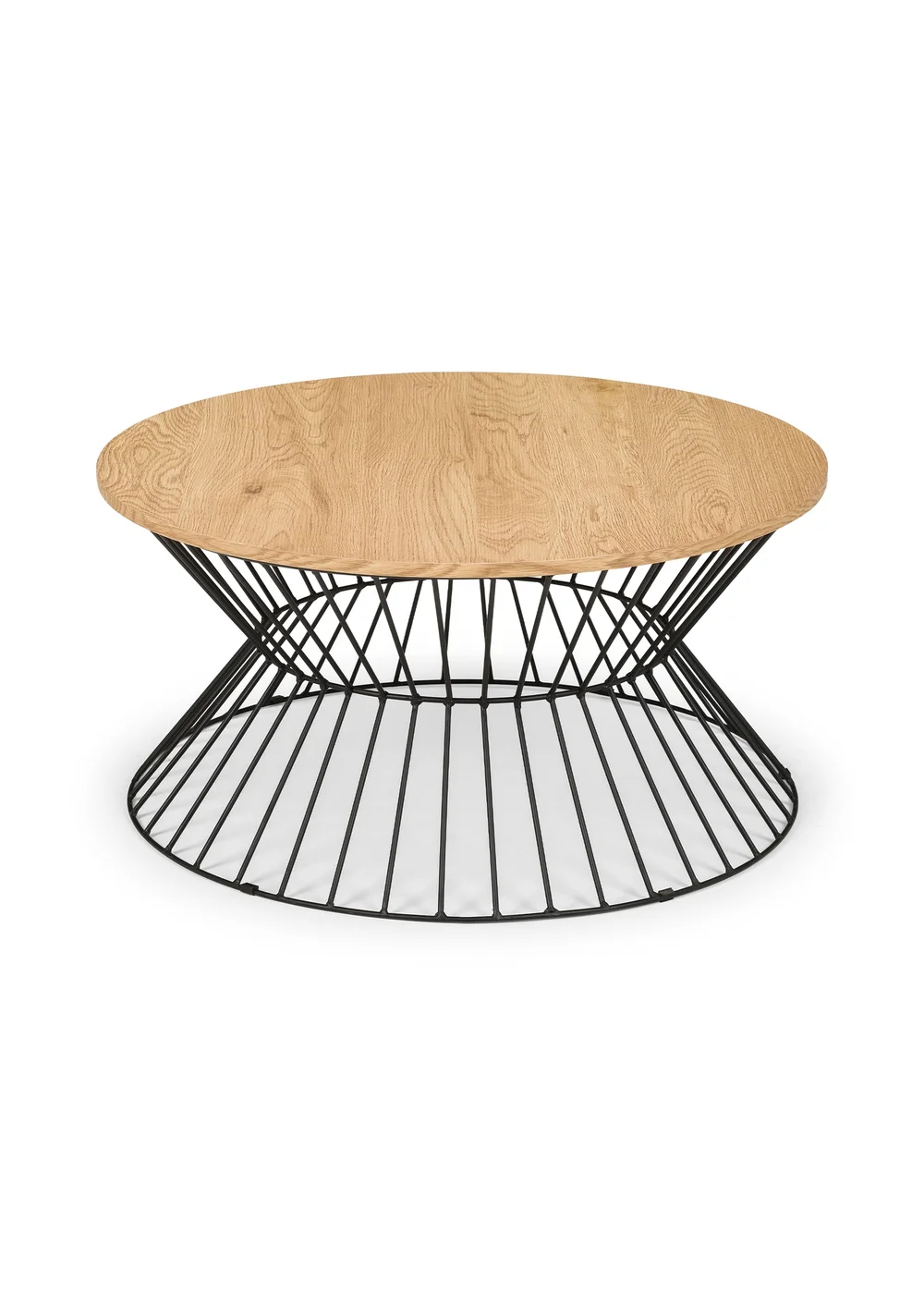 Julian Bowen Jersey Round Wire Coffee Table Euro Oak & Black (40 x 80 x 80 cm) - No Size Image 2