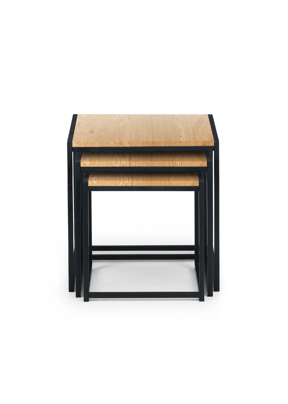 Julian Bowen Tribeca Nest Of 3 Tables Black/Euro Oak (45 x 45 x 45 cm) - No Size Image 2