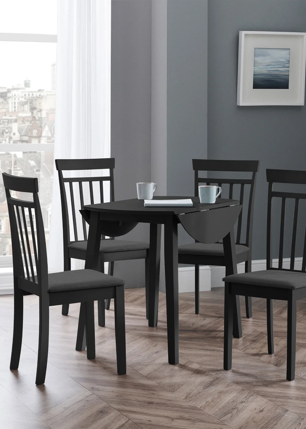 Julian Bowen Coast Dropleaf Table Black (75 x 90 x 90 cm) - No Size Image 1