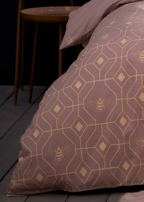 furn. Bee Deco Geometric Duvet Cover Set Blush - Single Image 4