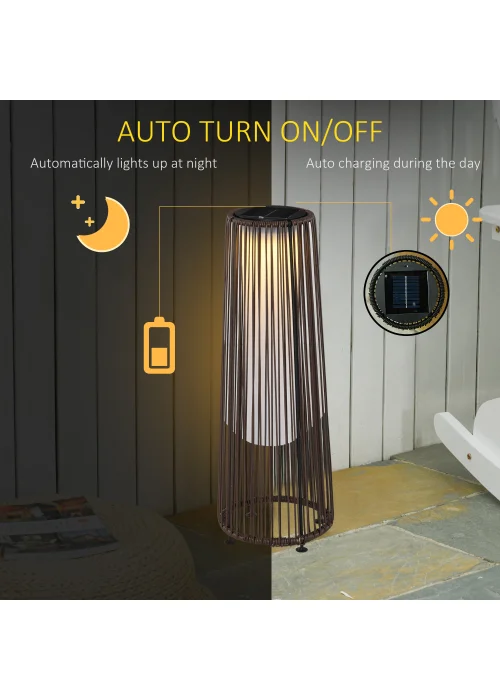 Outsunny Garden Solar Powered Lights Woven Wicker Lantern - No Size Image 4