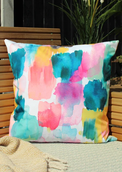 Evans Lichfield Watercolours Outdoor Filled Cushion (43cm x 43cm x 8cm) - 43W X 43D Image 4
