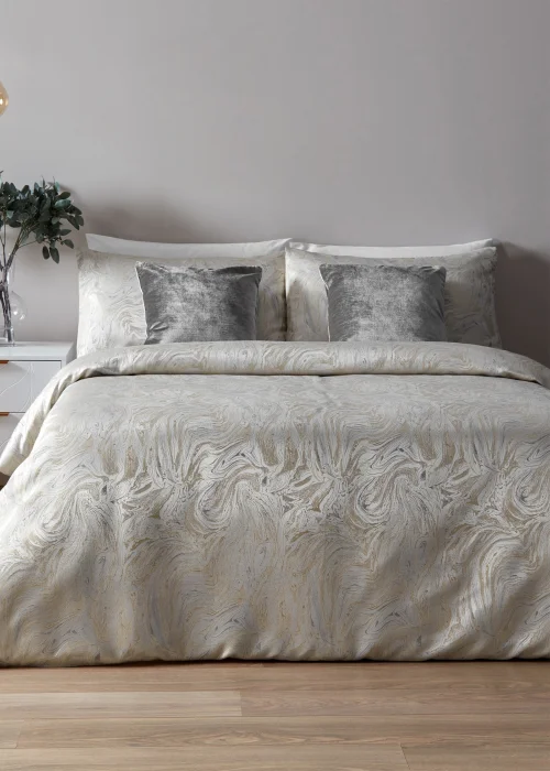 Paoletti Marble Jacquard Duvet Cover - Double Image 1