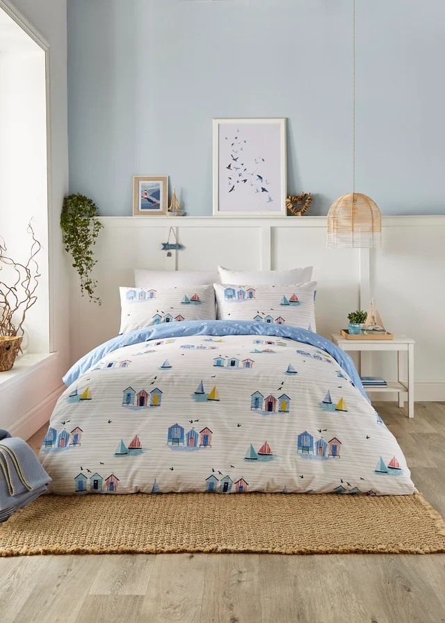 Fusion Beach Huts Blue Duvet Cover Set