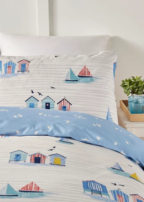 Fusion Beach Huts Blue Duvet Cover Set - Single Image 3