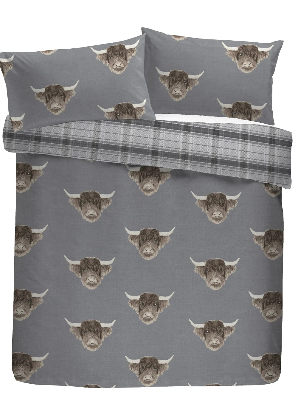 Fusion Highland Cow Grey Duvet Cover Set - Single Image 5