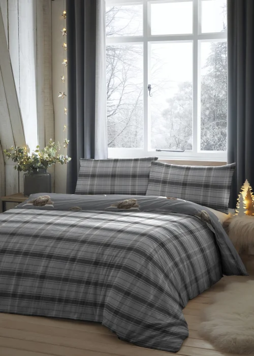 Fusion Highland Cow Grey Duvet Cover Set - Single Image 2