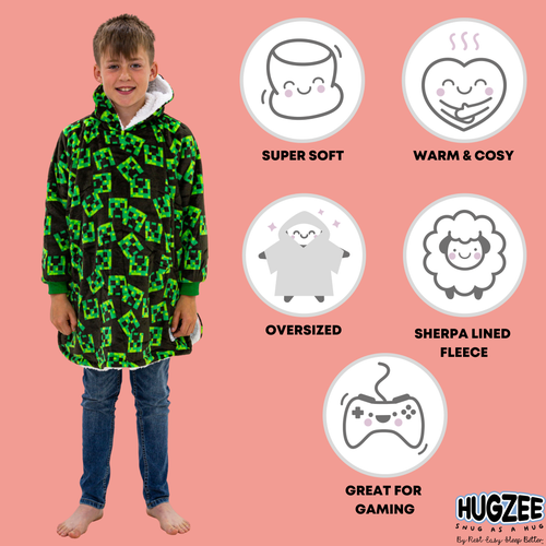 HUGZEE Minecraft Face Snuggle Hoodie - Medium Image 3