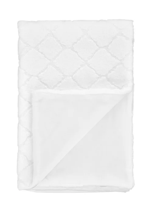 Catherine Lansfield Cosy Diamond Faux Fur Soft 130x170cm Blanket Throw White - One Size Image 3