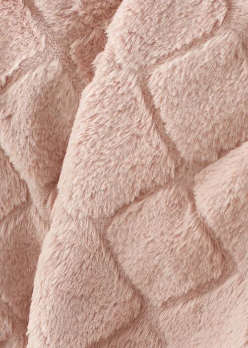 Catherine Lansfield Cosy Diamond Faux Fur Soft 130x170cm Blanket Throw Blush Pink - One Size Image 3