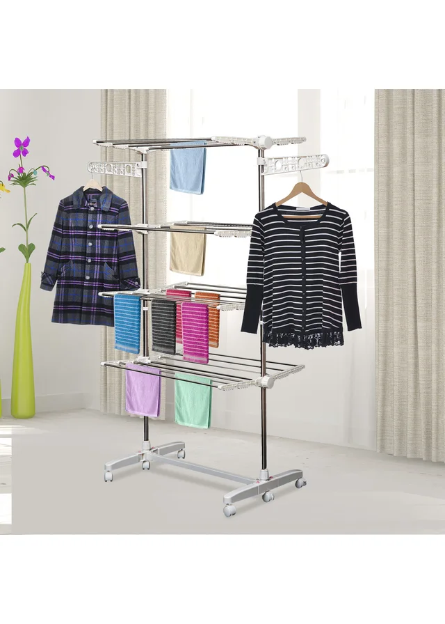 HOMCOM 4 Layer Folding Rail Airer Dryer Rack (172cm x 80-142cm x 55cm)