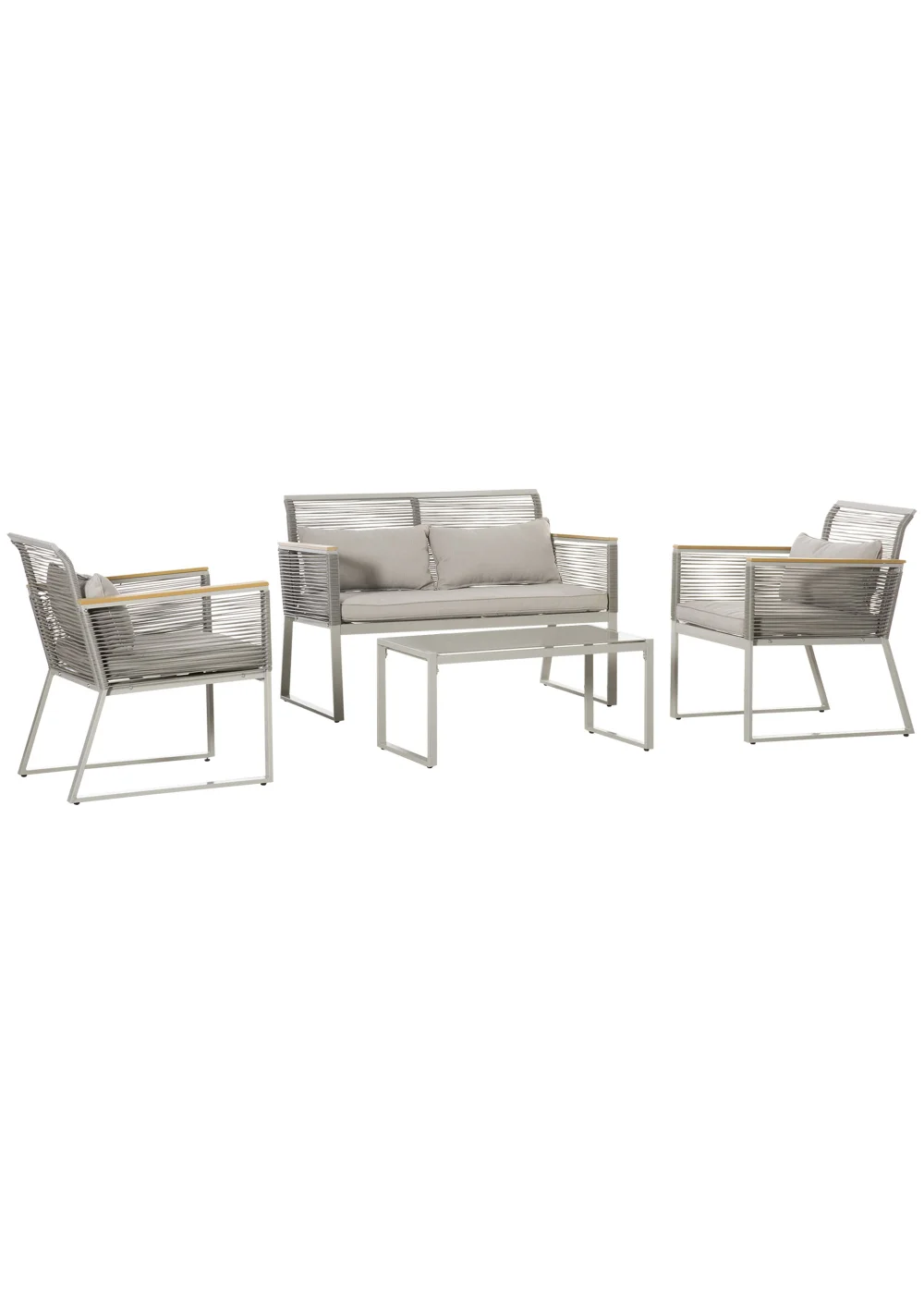 Outsunny 4 Piece Rope Rattan Effect Outdoor Furniture Set - No Size Image 2