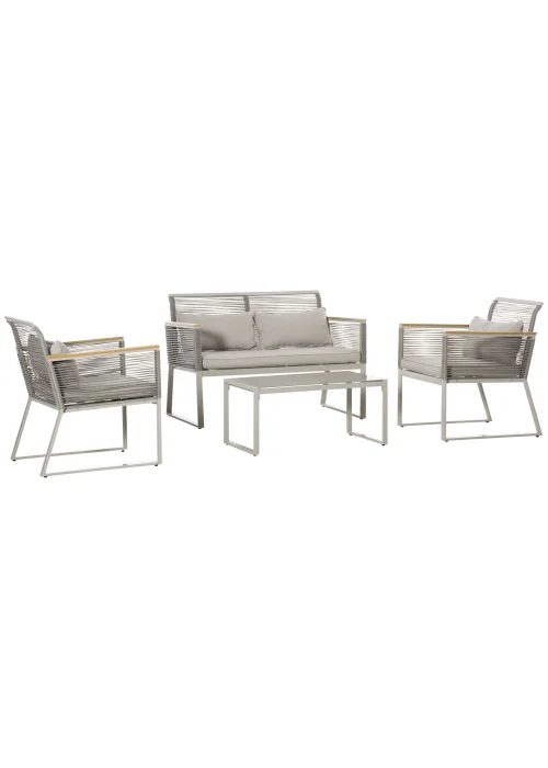Outsunny 4 Piece Rope Rattan Effect Outdoor Furniture Set - No Size Image 2