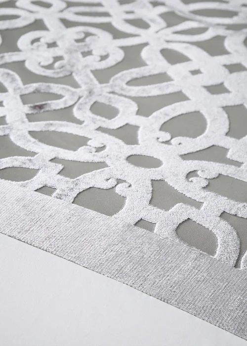 Catherine Lansfield Lattice Cut Velvet Duvet Cover Set Natural - Double Image 4