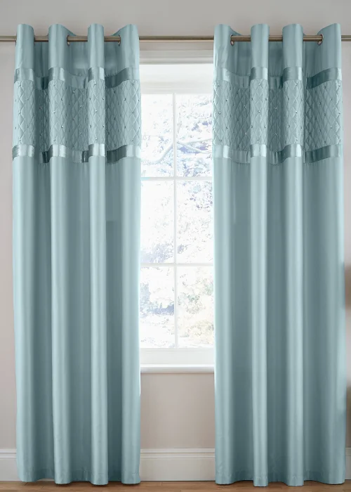 Catherine Lansfield Sequin Cluster Lined Eyelet Curtains - 66W X 72D (168x183cm) Image 1