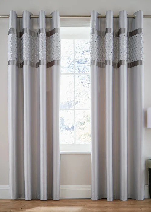 Catherine Lansfield Sequin Cluster Lined Eyelet Curtains - 66W X 72D (168x183cm) Image 1