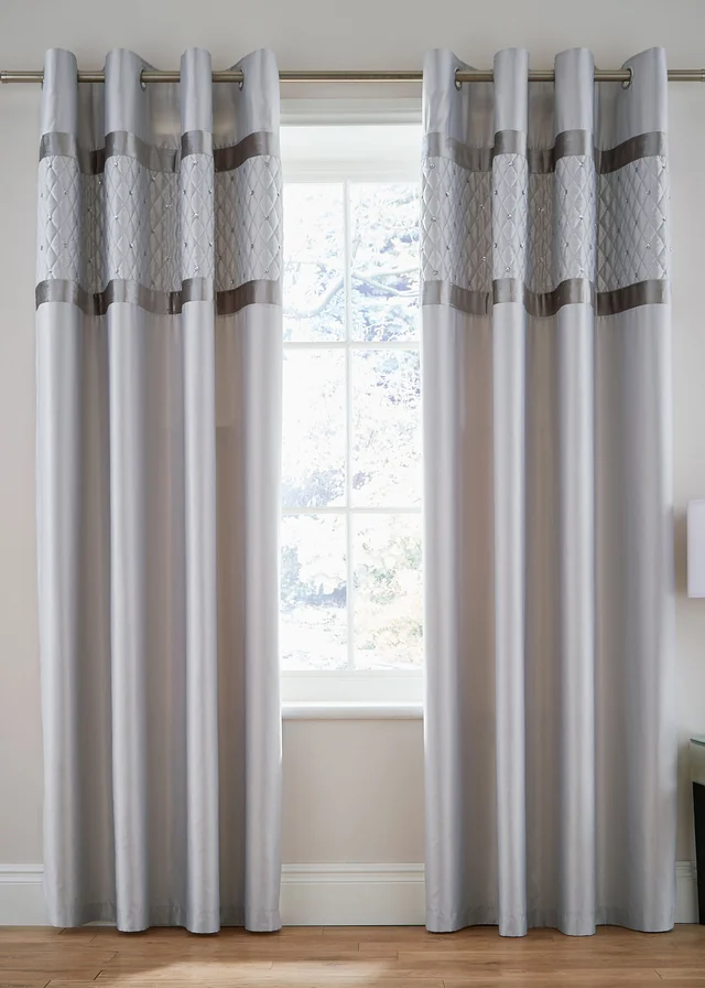 Catherine Lansfield Sequin Cluster Lined Eyelet Curtains