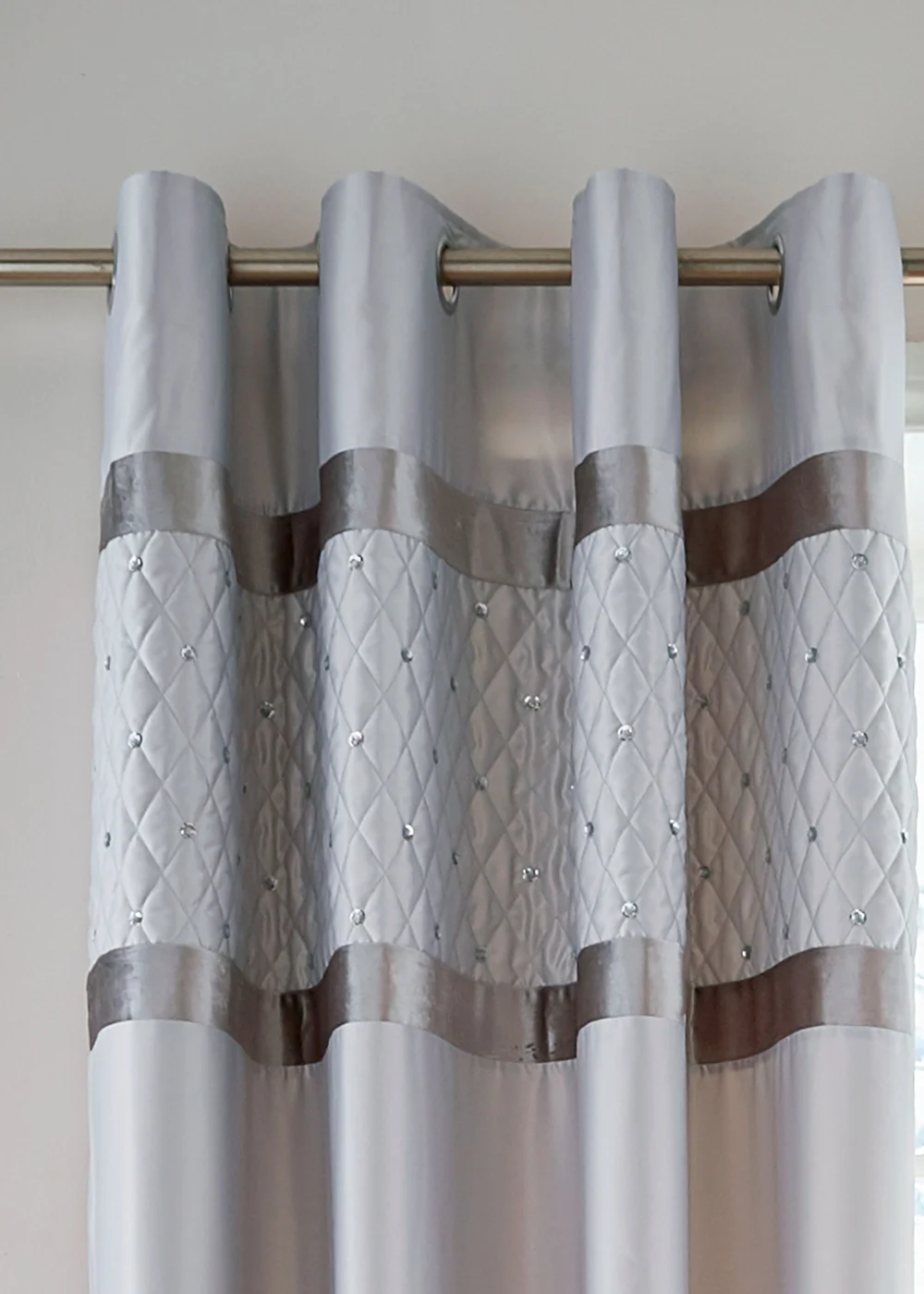 Catherine Lansfield Sequin Cluster Lined Eyelet Curtains - 66W X 72D (168x183cm) Image 2