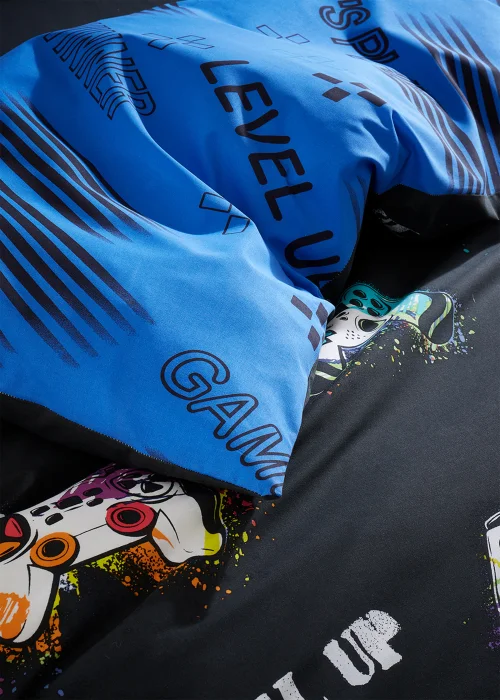 Catherine Lansfield Game Over Reversible Duvet Cover Set Black - Single Image 3