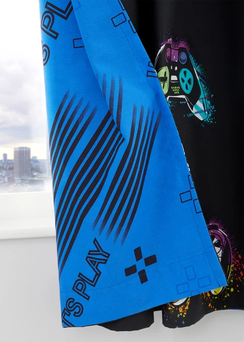 Catherine Lansfield Game Over Fully Reversible Eyelet Curtains Black - 66W X 72D (168x183cm) Image 4