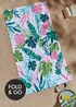 Catherine Lansfield Tropical Palm Cotton Beach Towel in a Bag - 90W x 160D(cm) Image 1