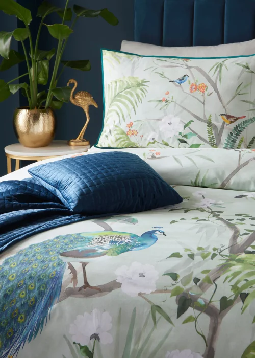 Soiree Peacock Jungle Sateen Multi Duvet Cover Set - Double Image 3