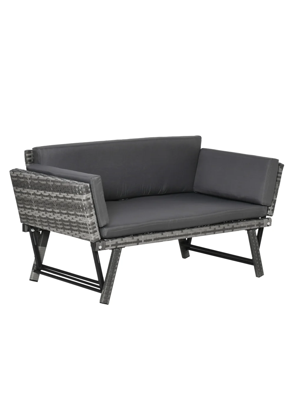 Outsunny 2 in 1Rattan Folding Chaise Lounger w/ Cushion - No Size Image 2