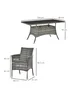 Outsunny Rattan Dining Set for 6 with Cushions Glass Top Table Grey - One Size Image 3