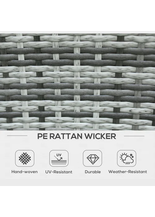 Outsunny Rattan Dining Set for 6 with Cushions Glass Top Table Grey - One Size Image 4