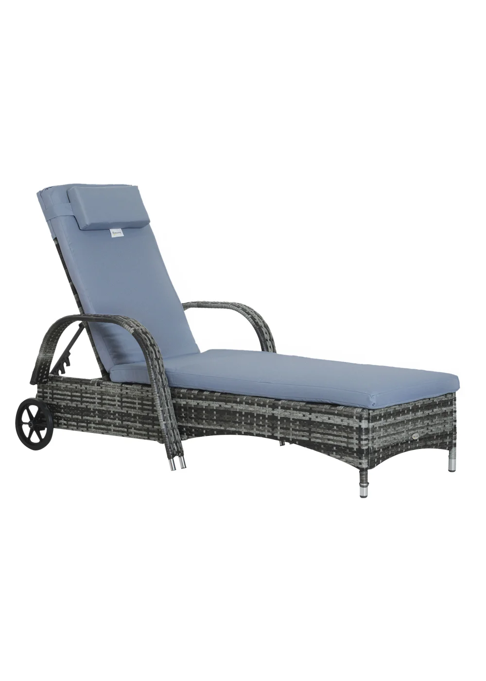 Outsunny Adjustable Wicker Rattan Sun Lounger (200cm x 73cm x 30-103cm) - No Size Image 2