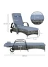 Outsunny Adjustable Wicker Rattan Sun Lounger (200cm x 73cm x 30-103cm) - No Size Image 3